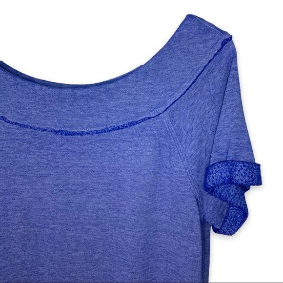 Maurice's Women's Medium Blue Short Sleeve Relaxed Burnout Raglan Tee Boat Neck - Picture 4 of 8